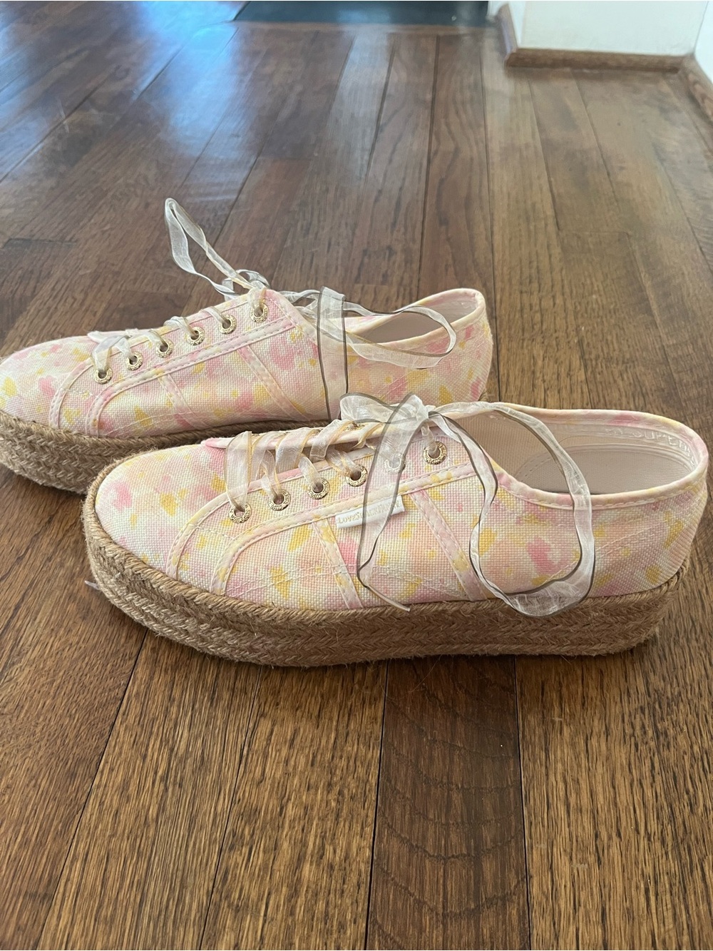 Superga x LoveShackFancy Espadrille Platform Sneakers, 9.5 - Picture 1 of 8